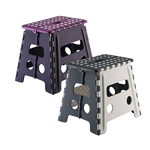 axentia Asiento Mini Taburete Plegable, Gris/Morado, 45 x 37 x 4.5 cm axentia Asiento Mini Taburete Plegable, Gris/Morado, 45 x 37 x 4.5 cm