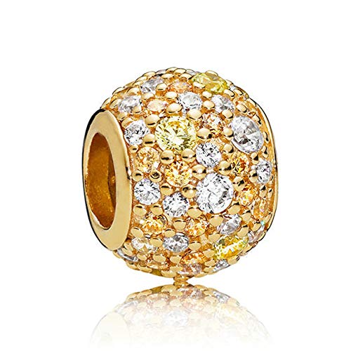 BAKCCI 2018 primavera amarillo dorado mezcla pavé cuentas plata 925 DIY se adapta a pulseras originales Pandora Charm joyería de moda BAKCCI 2018 primavera amarillo dorado mezcla pavé cuentas plata 925 DIY se adapta a pulseras originales Pandora Charm joyería de moda