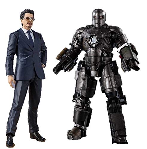 Bandai Spirits S.H.Figuarts Iron Man Mark 1 Mk-1 & Tony Stark Birth of Iron Man Edition - Juego de 2 figuras de acción