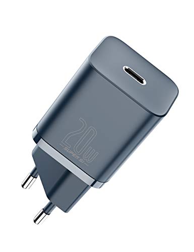 Baseus Super Si 20W Cargador USB C, Cargador Tipo C Carga Rapida PD 3.0 para iPhone 12 12 Pro MAX 8 iPad Airpods etc, Adaptador de Cargador de Pared Ultracompacto QC 3.0 para Samsung Redmi Huawei etc