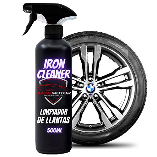 Bass Motor Limpiador de Llantas Férrico Especial Coche Moto Descontaminante Férrico Suciedad Incrustada Limpia Llantas Premium Detailing Elimina Grasa Aceite Polvo Sin Ácido - Iron Cleaner (500 ml)