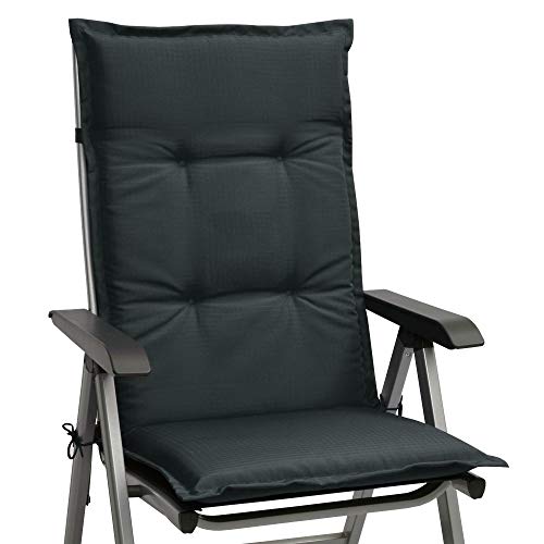 Beautissu cojín para sillas de Exterior, tumbonas, mecedoras o Asientos con Respaldo Alto Base HL 120x50x6 Placas compactas de gomaespuma - Gris Grafito