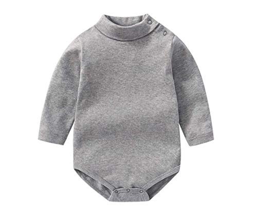 Bebé niño niña Camisa de Manga Larga Mono Cuello Alto Mameluco Ropa de Invierno niño otoño Pijama Capa Superior (Gris, 12-18 Months)