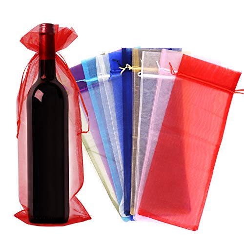 Bemodst Bolsas de vino de organza, 30 bolsas de 750 ml para botellas de vino con cordón reutilizables para bodas, fiestas de cumpleaños, festivales, regalos de decoración