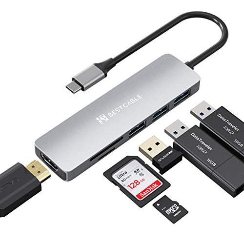 BEST CABLE Adaptador multipuerto USB C Hub – 6 en 1 portátil con salida HDMI 4K, 3 puertos USB 3.0, lector de tarjetas SD/TF, compatible con MacBook, XPS More dispositivos USB C BEST CABLE Adaptador multipuerto USB C Hub – 6 en 1 portátil con salida HDMI 4K, 3 puertos USB 3.0, lector de tarjetas SD/TF, compatible con MacBook, XPS More dispositivos USB C