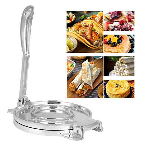 BITHEOUT Prensa de harina pre-sazonada de aleación de Aluminio con Mango Plegable, máquina para Hacer Tortillas, Plata para Restaurante casero BITHEOUT Prensa de harina pre-sazonada de aleación de Aluminio con Mango Plegable, máquina para Hacer Tortillas, Plata para Restaurante casero