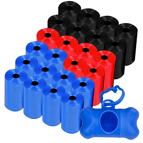 Bolsas excrementos perros (360) y un dispensador bolsas caca perro , el lote incluye las 360 bolsas en 24 rollos de 15 bolsa perros caca (Dispensador azul)