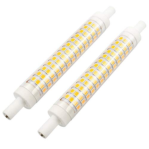 Bombillas LED R7S, Jorft 2 Piezas 10W, 118mm, 800lm, 110 LED maíz equivalente a bombillas halógenas de 80W, ángulo de haz de 360 ​​grados, 3000K, 220-240V, blanco cálido
