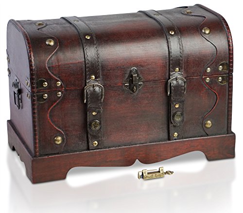 Brynnberg - Caja de Madera Cofre del Tesoro Pirata de Estilo Vintage, Hecha a Mano, Diseño Retro 40x23x27cm
