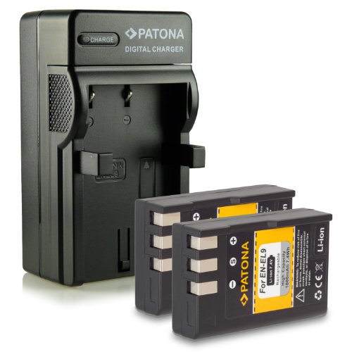 Bundle - 4en1 Cargador + 2x Batería EN-EL9 / EN-EL9a para Nikon D40 | D40x | D60 | D3000 | D5000