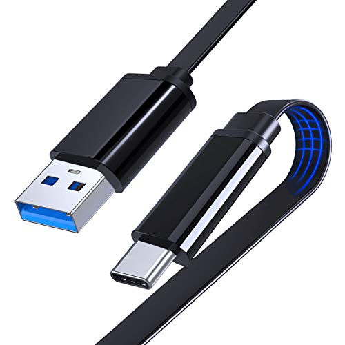 Cable de datos USB-C a USB-A 3.0, Flat Type C para Samsung Galaxy S21 S20 S10 Note 20 A20e A20s A21s A30s A31 A40s A41 A50 A51 M31 M51 | Xiaomi Redmi Note 9S 9 8 Pro | Wiko View5 Plus