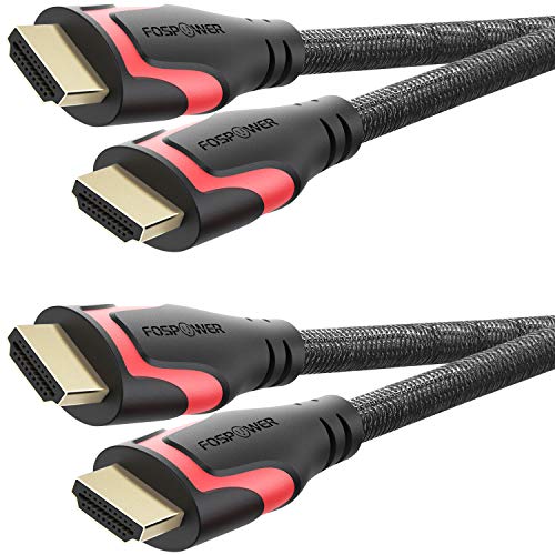 Cable HDMI 0.3M/1ft - 2 Pack, FosPower Nylon trenzado de alta velocidad HDMI Cable [UHD 4K | 3D | Ethernet | Retorno de audio - Cumple la última norma] Chapado en oro