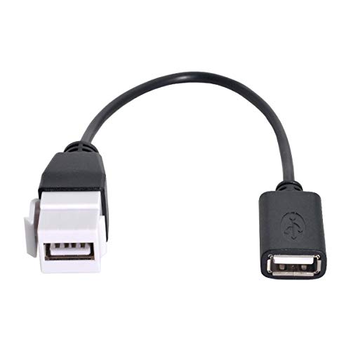 Cablecc USB 2.0 Hembra a Hembra Cable Acoplador Extensor de Extensión con Agujeros de Montaje en Panel Keystone 20cm