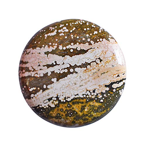 Cabujón de jaspe océano natural, forma redonda, tamaño 36 x 36 x 6,5 mm, parte trasera plana, lisa, rara piedra de jaspe océano para bisutería, cabina AG-1892