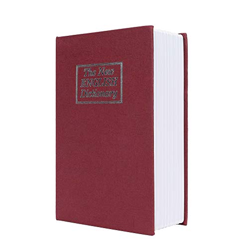 Caja de Seguridad Libro Estilo Diccionario Inglés Portátil Combinación de 3 Dígitos Código de Bloqueo Acero Rojo
