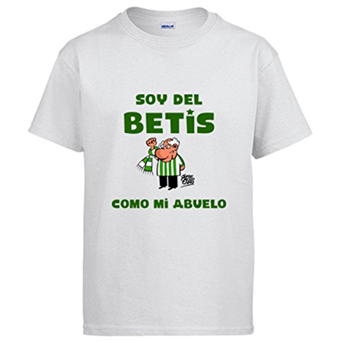 Camiseta Frase Soy del Betis como mi Abuelo ilustrado por Jorge Crespo Cano - Blanco, M