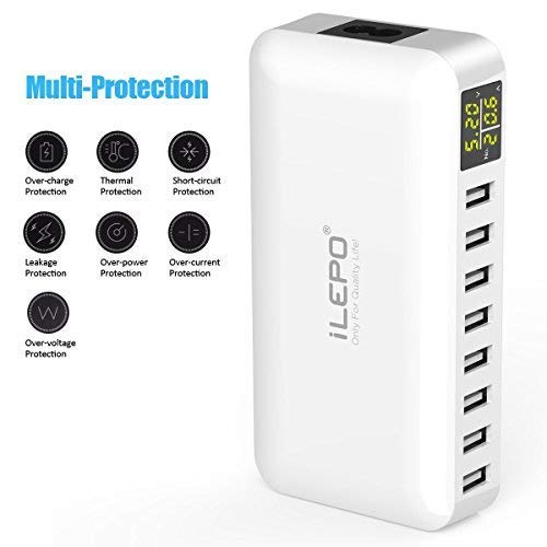 Cargador USB de 8 Puertos, Estación de Carga Para Una Variedad de Dispositivos Cargador de Pared con Pantalla LED Para Computadoras Portátiles, Tabletas y Tabletas y Teléfonos Móviles (i6 charger) Cargador USB de 8 Puertos, Estación de Carga Para Una Variedad de Dispositivos Cargador de Pared con Pantalla LED Para Computadoras Portátiles, Tabletas y Tabletas y Teléfonos Móviles (i6 charger)