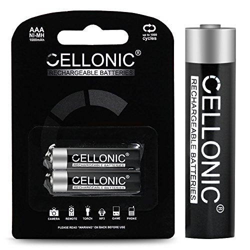 CELLONIC® baterías Recargables AAA - 1000mAh - Vienen cargadas - Larga Vida y duración - 2X Micro / HR03 / AAA Pilas