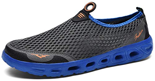 ChayChax Zapatos de Agua para Hombre Mujer Secado Rápido Escarpines de Playa Transpirable Malla Zapatillas Deportes Antideslizante Calzado de Natación Surf Piscina, Gris Azul, 48 EU