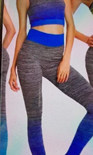 Cisne 2013, S.L. Conjunto de Ropa de Entrenamiento Deportiva para Mujer, Ropa para Yoga, Gimnasio, Running. Parte Superior Chaleco y Mallas Ajustadas fit. Talla Unica (S-L) Espiral Color Azul.