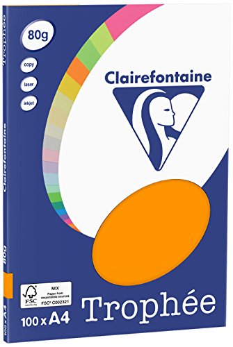 Clairefontaine Trophée - Mini resma de papel, 100 hojas, A4, 21 x 29.7 cm, color naranja