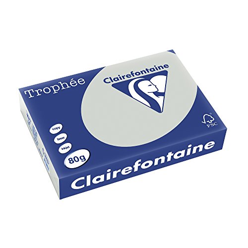 Clairefontaine Trophée - Resma de papel, 80 gr/m², 500 hojas, A4 (21 x 29.7 cm), color gris acero
