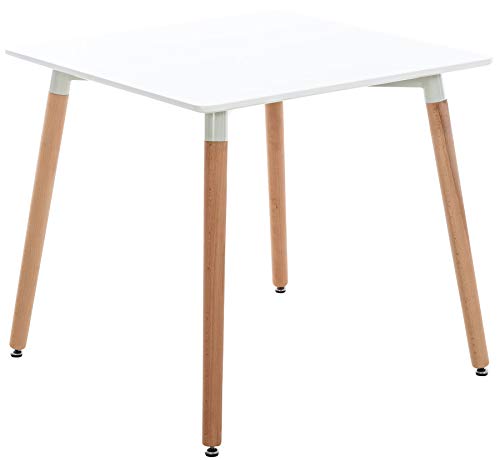 CLP Mesa Auxiliar Viborg I Mesa de Centro con Tablero de MDF I Mesa de Café con Base de Madera I Mesa de Cocina Color:, Color:Blanco, Tamaño:80 cm