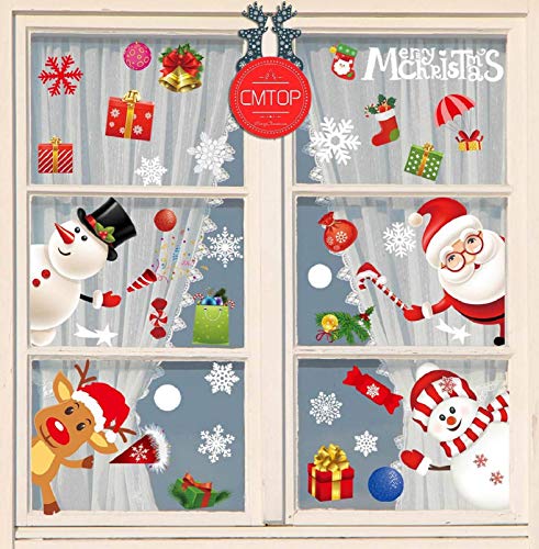 CMTOP Pegatinas de Ventana de Navidad Santa Claus Alce Desmontable Pegatinas para Hogar Tienda Fiesta Pegatina De Navidad