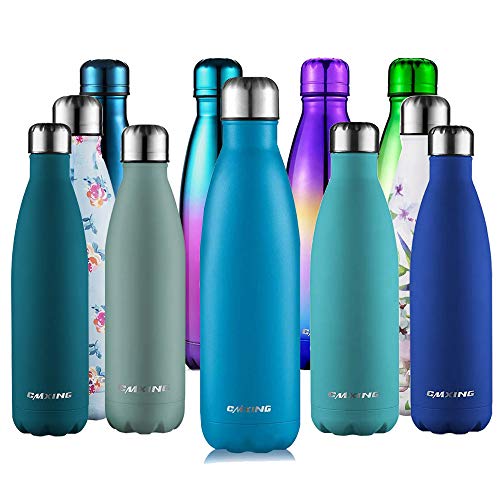 CMXING Botella De Agua 350ML/500 ML/750 ML de Doble Pared con Aislamiento de Botella de Agua de Acero Inoxidable (Goma Azul, 750ML) CMXING Botella De Agua 350ML/500 ML/750 ML de Doble Pared con Aislamiento de Botella de Agua de Acero Inoxidable (Goma Azul, 750ML)