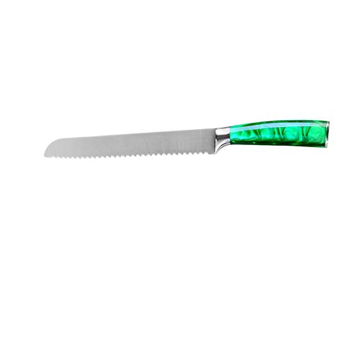 Cocina de acero inoxidable Cuchillos Conjunto Green Plastic Manija Knifes Chef Pan Sbating Santoku Utility Knife 3CR13 China Slicer (Color : G 8 bread knife)
