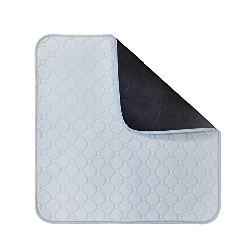 Cojín absorbente para incontinencia, lavable, 51 x 56 cm, con antideslizante en la parte posterior, para sofá, silla de ruedas, asiento de coche (gris)