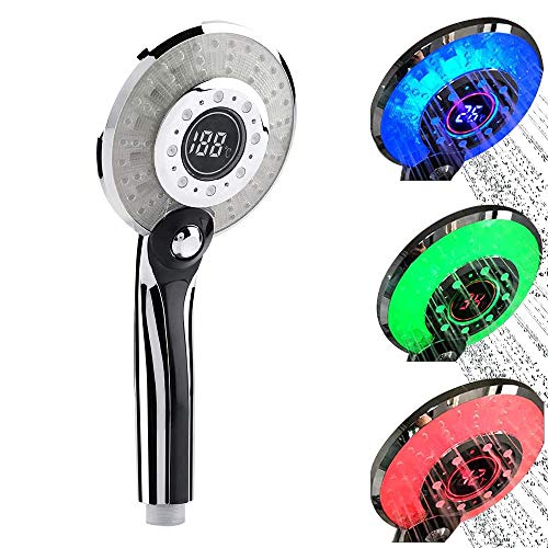Comely Cabezal de Ducha de Mano, Alcachofa Ducha LED con Pantalla de Temperatura Digital, 3 Colores Cambio de color con la Temperatura, 3 Modo De Pulverización, Presión de Aumento, Ahorra Agua Comely Cabezal de Ducha de Mano, Alcachofa Ducha LED con Pantalla de Temperatura Digital, 3 Colores Cambio de color con la Temperatura, 3 Modo De Pulverización, Presión de Aumento, Ahorra Agua