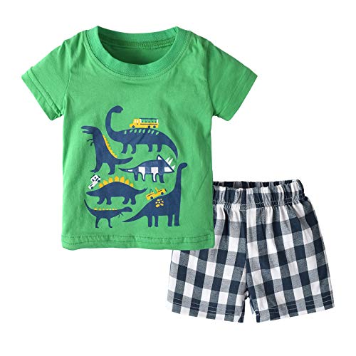 Conjunto de Ropa de Verano para bebés y niños pequeños, Camisa de Manga Corta, Estampado de Dinosaurios, 2 Piezas, 18-24 Meses