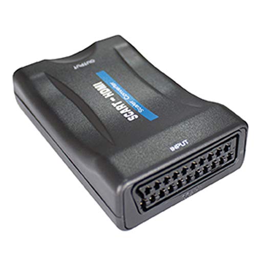 Conversor de euroconector a HDMI con entrada de euroconector: PAL, NTSC 3.58, NTSC 4.43; PAL/M; PAL/N, salida HDMI: 720P/1080P (60 Hz), Plug & Play con cable de carga USB.