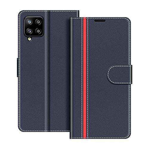 COODIO Funda Samsung Galaxy A42 con Tapa, Funda Movil Samsung A42, Funda Libro Galaxy A42 Carcasa Magnético Funda para Samsung Galaxy A42 5G, Azul Oscuro/Rojo