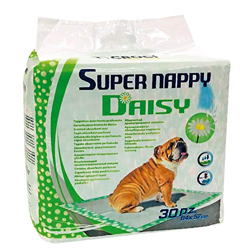 Croci Daisy Super Nappy - Alfombrilla Ultra Absorbente, Alfombrilla antiolores y perfumada, Juego de 30 Unidades, tamaño 84 x 57 cm