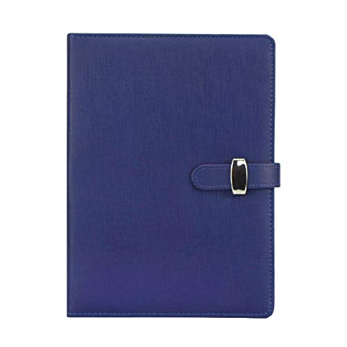 Cuaderno rellenable de piel sintética con hojas sueltas, bloc de notas clásico forrado con bolsillo y soporte para bolígrafo, para reuniones de negocios, viajes (A7, azul)