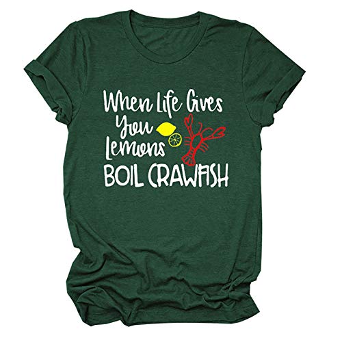 Cuando la Vida te da Limones hierva la Camiseta de Regalo de Cangrejo (Color : Retro Green, Size : Small)
