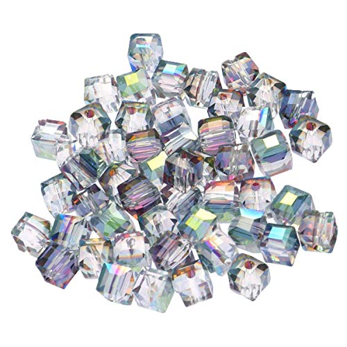 Cuentas de cristal cuadradas, 100 piezas de 8 mm, cuentas de cristal de cuarzo sueltas para hacer joyas