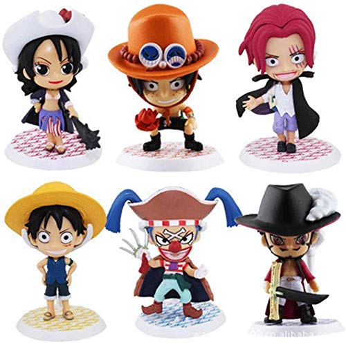 CXNY Anime One Piece 6 unids / Set PVC Figura de acción Nico Robin Ace Shanks Luffy Buggy Dracule Mihawk Figura de acción Q versión muñeca