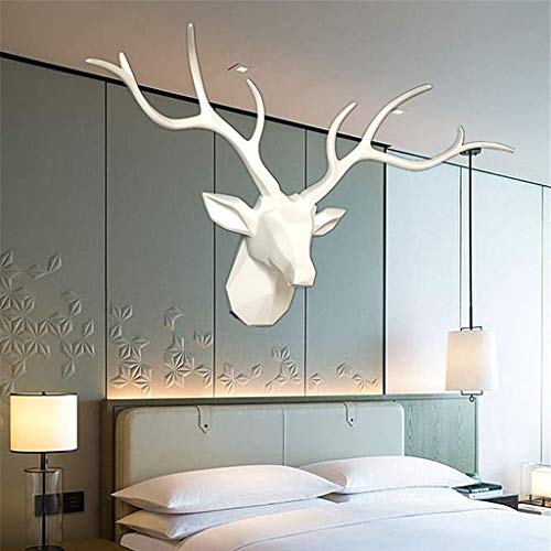 Decoración de pared mural, decoración de arte de pared con cabeza de ciervo animal 3d, decoración de pared retro blanca para el hogar, sala de estar, dormitorio, oficina, gimnasio, bar (tamaño: 55 c Decoración de pared mural, decoración de arte de pared con cabeza de ciervo animal 3d, decoración de pared retro blanca para el hogar, sala de estar, dormitorio, oficina, gimnasio, bar (tamaño: 55 c