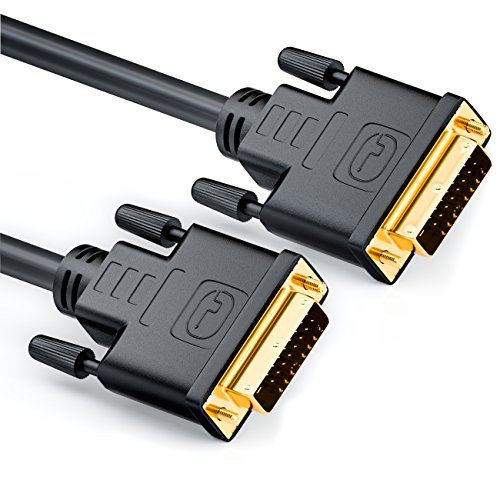 deleyCON 1,5m DVI para DVI Cable 24+1 - DVI-D Dual Link - HDTV 1080p Full HD 3D Ready - Cable Adaptador Cable de Monitor con Núcleo de Ferrita - Negro