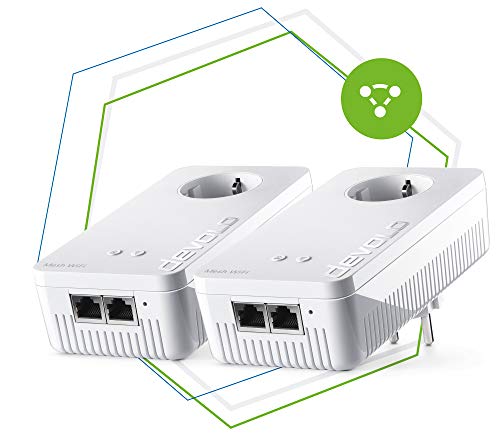 Devolo Kit de iniciación WiFi AC 2 – 1200, 2 adaptadores WiFi para Red de Red Intermedia, Ideal para Streaming (1200 Mbit/s, Sistema de Tres Bandas, 2 Puertos Gigabit LAN)
