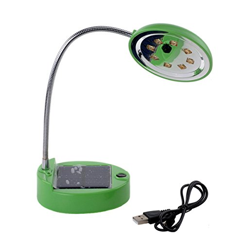 DINOWIN - Lámpara de mesa solar recargable USB portátil flexible de cuello de cisne con 8 luces LED para lectura de interiores, iluminación de lectura de mesa, lámparas de lectura de noche
