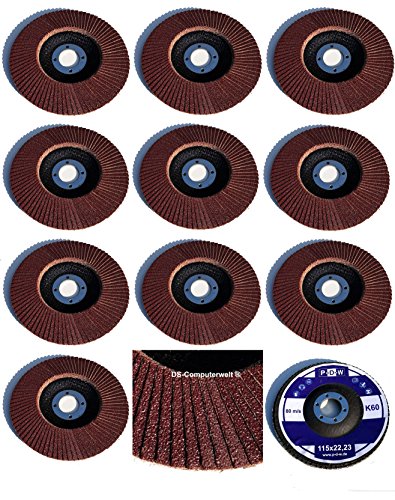 Disco de láminas (10 unidades, 115 mm de diámetro x 22,23 mm, grano 60), color marrón