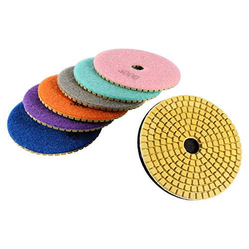 Disco de Pulido, Disco de Almohadillas de Pulido de Diamante de 100mm Un Juego de Almohadillas de Pulido en Seco y Húmedo para Piedra de Hormigón de Mármol de Granito Disco de Pulido, Disco de Almohadillas de Pulido de Diamante de 100mm Un Juego de Almohadillas de Pulido en Seco y Húmedo para Piedra de Hormigón de Mármol de Granito