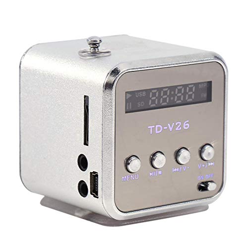Diyeeni Mini Reproductor De Música, Estéreo De Radio FM Portátil, Elegante Altavoz, Soporte para Tarjeta TF y Disco U(Plata) Diyeeni Mini Reproductor De Música, Estéreo De Radio FM Portátil, Elegante Altavoz, Soporte para Tarjeta TF y Disco U(Plata)