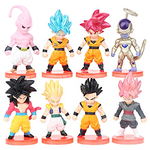 Dragon Ball Cake Topper Pastel Decoración Suministros 8Pcs Goku Figures Dragon Ball Muñeca Hecha a Mano Muñeca Decoración Set para niños