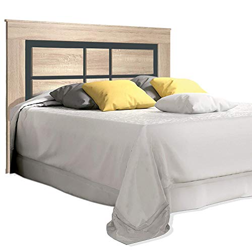 duehome Cabezal para Cama de Matrimonio, cabecero Modelo Lara, Color Cambria y Grafito, Medidas: 160 cm (Ancho) x 119,3 cm (Alto) x 3,8 cm (Fondo)