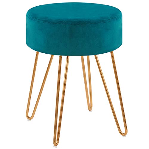 Duhome Taburete de Tela Terciopelo banqueta Redondo Acolchado seleccion de Color 9111, Color:Verde Azulado, Material:Terciopelo Duhome Taburete de Tela Terciopelo banqueta Redondo Acolchado seleccion de Color 9111, Color:Verde Azulado, Material:Terciopelo